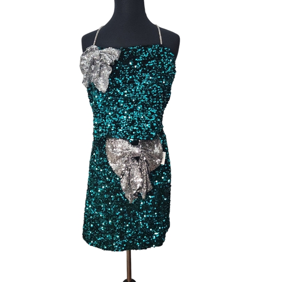 NWT Teal and Silver Sequin 2 Piece Holiday Dress  Size‎ XL - Picture 1 of 12
